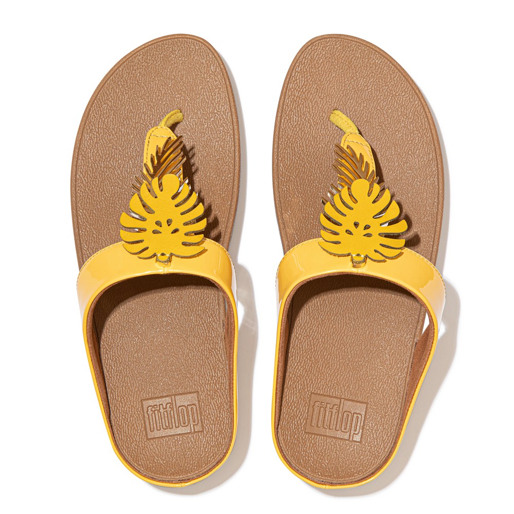 Fitflop Womens Sandals - Fino Jungle-leaf Patent - Yellow - 124-ECNAYW